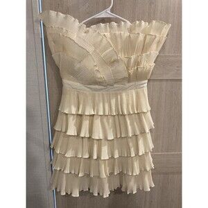 NEW Mable Cream Dress M Ruffle All Over Avery Ruched Mini Halter Boho Coquette